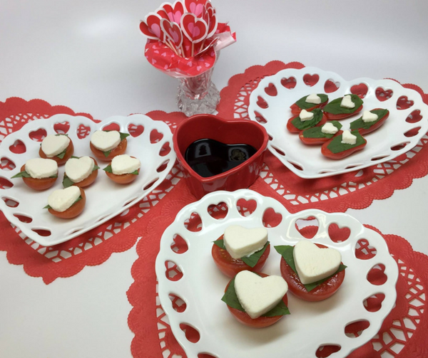 Heart Shaped Caprese - tomatoes and cheese