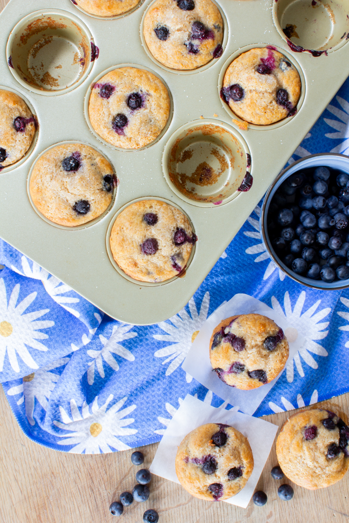 Healthy Blueberry Muffins 3 one bowl blueberry muffins