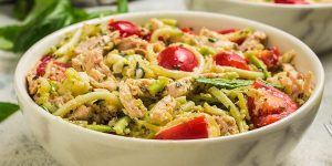 Keto Chicken & Pesto Zoodle Salad