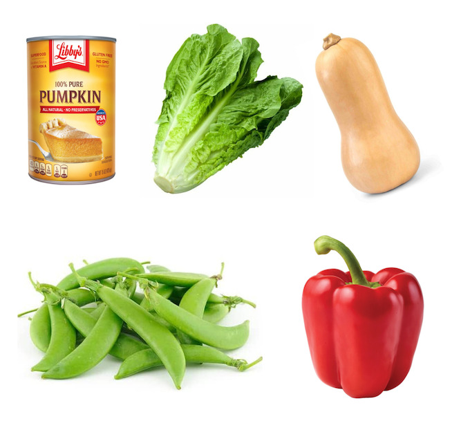 75 New Foods To Try at Home 11 new vegetables to try - pumpkin, romaine lettuce, butternut squash, snap peas, red peppers